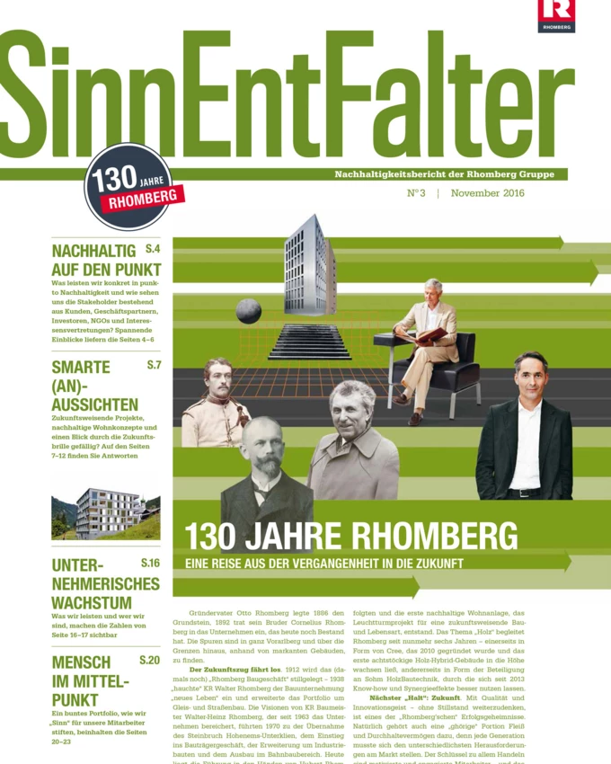 Gewinner mit 28 Seiten: Der „SinnEntFalter“ der Rhomberg Gruppe wurde in Berlin im Rahmen des „Econ Megaphon Award 2018“ ausgezeichnet. Gewinner mit 28 Seiten: Der „SinnEntFalter“ der Rhomberg Gruppe wurde in Berlin im Rahmen des „Econ Megaphon Award 2018“ ausgezeichnet.